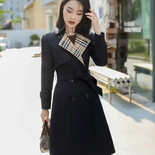 Burberry Trench Coat Long Sleeved For Women #1410297 $160.00 USD, Wholesale Replica Burberry Trench Coat