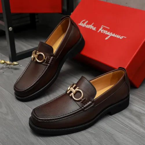 Replica Salvatore Ferragamo Leather Shoes For Men #1416447 $98.00 USD for Wholesale