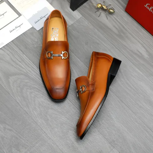 Replica Salvatore Ferragamo Leather Shoes For Men #1416542 $88.00 USD for Wholesale