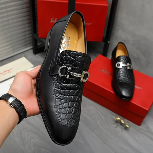 Replica Salvatore Ferragamo Leather Shoes For Men #1416545 $88.00 USD for Wholesale