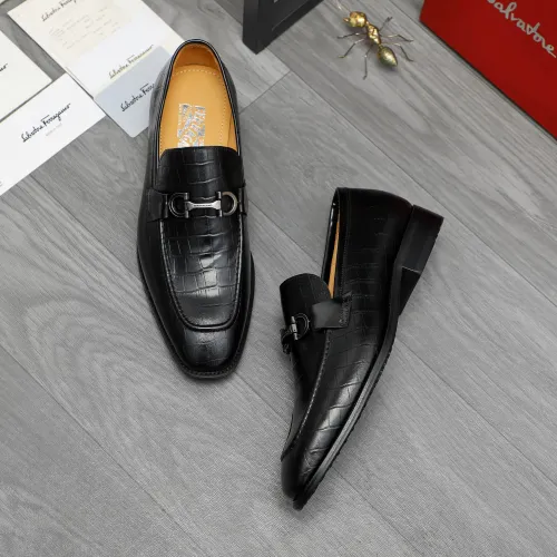 Replica Salvatore Ferragamo Leather Shoes For Men #1416555 $88.00 USD for Wholesale