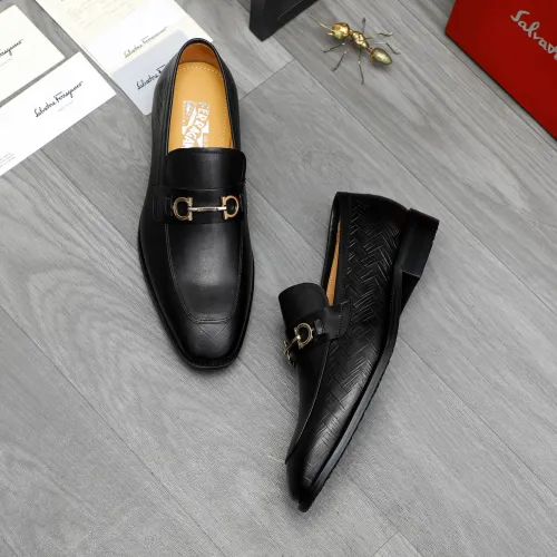 Replica Salvatore Ferragamo Leather Shoes For Men #1416558 $88.00 USD for Wholesale