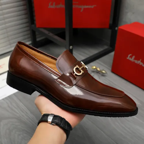 Replica Salvatore Ferragamo Leather Shoes For Men #1416566 $88.00 USD for Wholesale