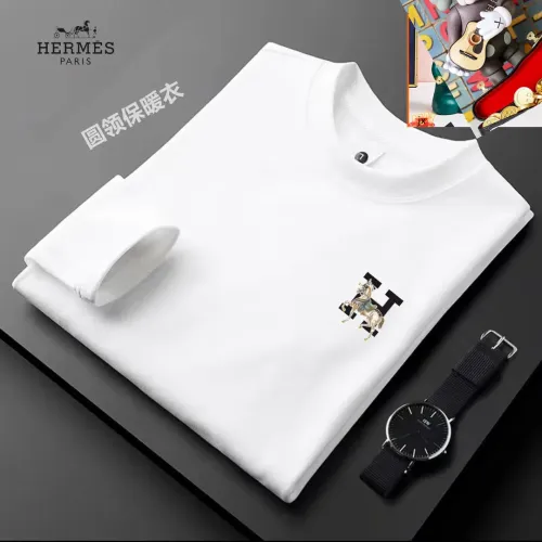 Replica Hermes T-Shirts Long Sleeved For Men #1421473 $40.00 USD for Wholesale
